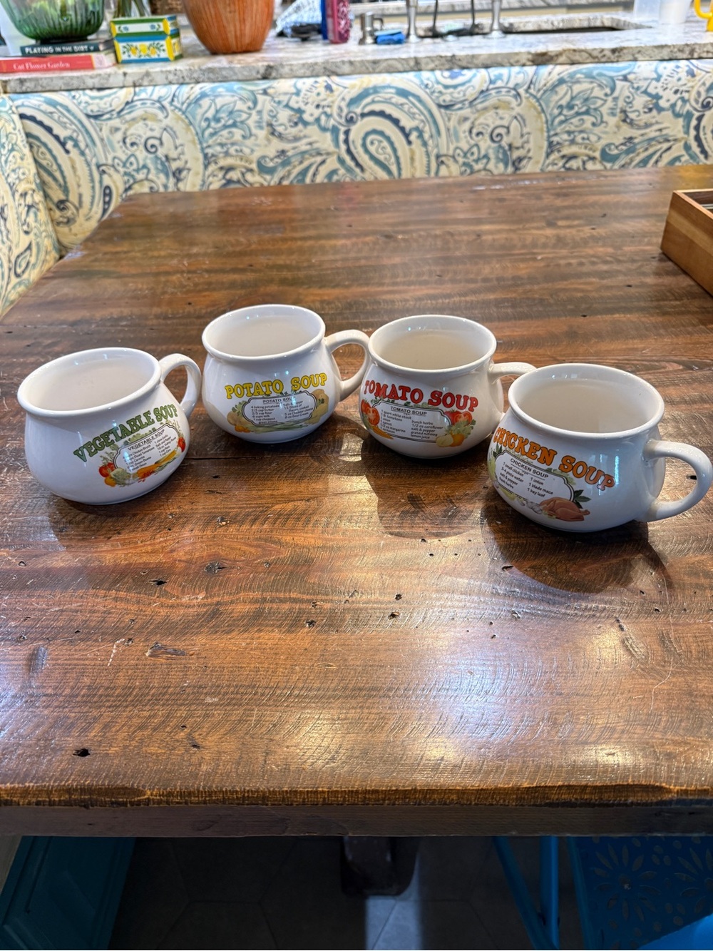 Set of 4 Vintage Recipe Soup Mugs